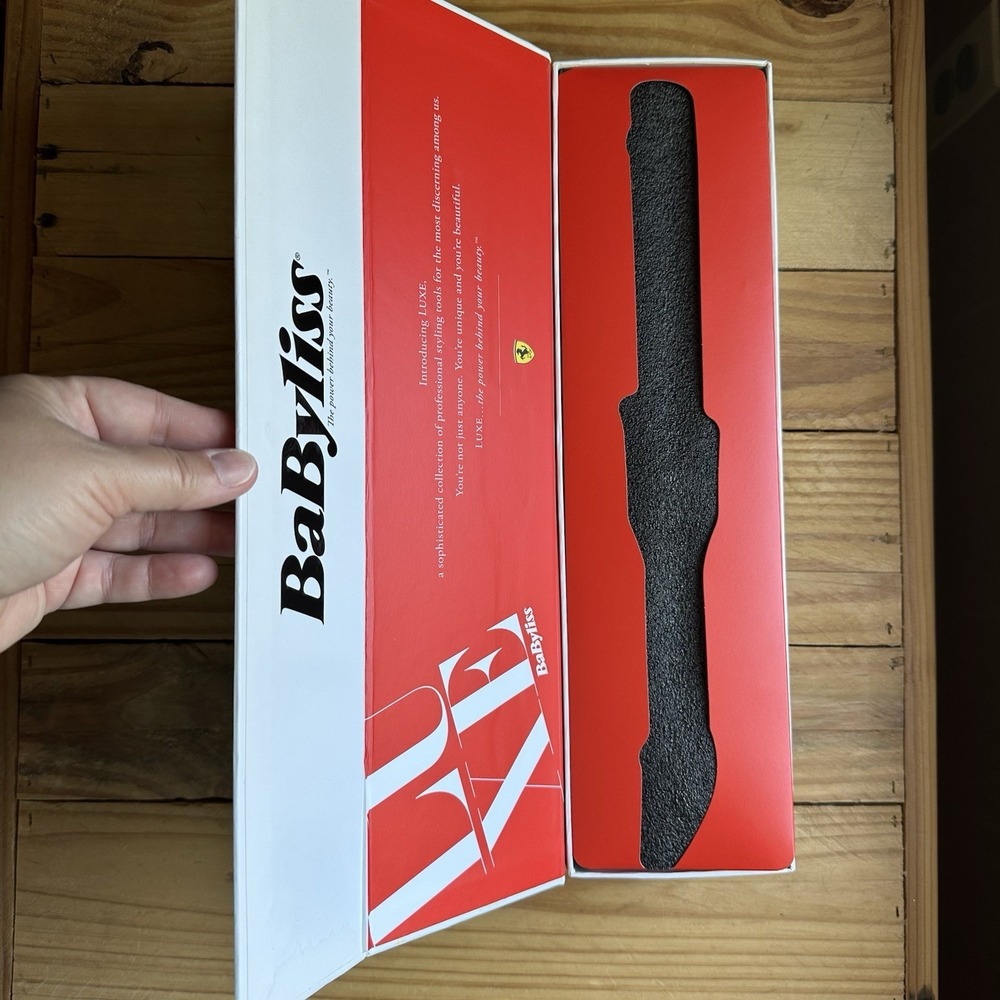 BaByliss Luxe 1 Red Ferrari Curling Wand Smooth Titanium Ceramic Coated Barrel - Picture 3 of 13